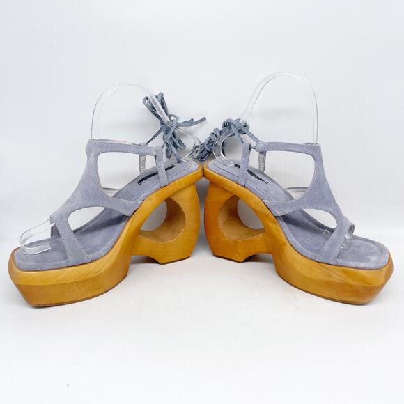 Jeffrey Campbell Women's Idolize Ankle Tie Sandal Blue Suede Combo Size 6.5M - Picture 6 of 16